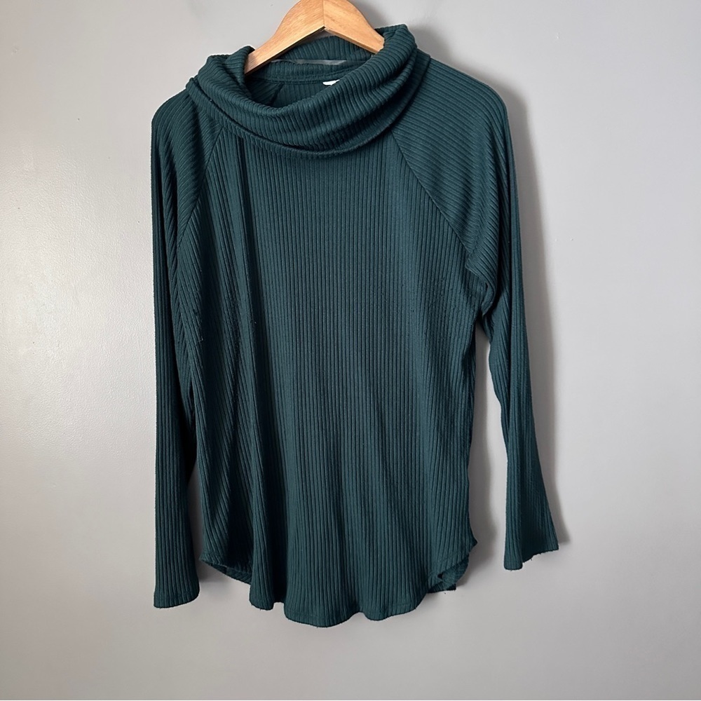 Sonoma green ribbed lightweight cowl neck sweater